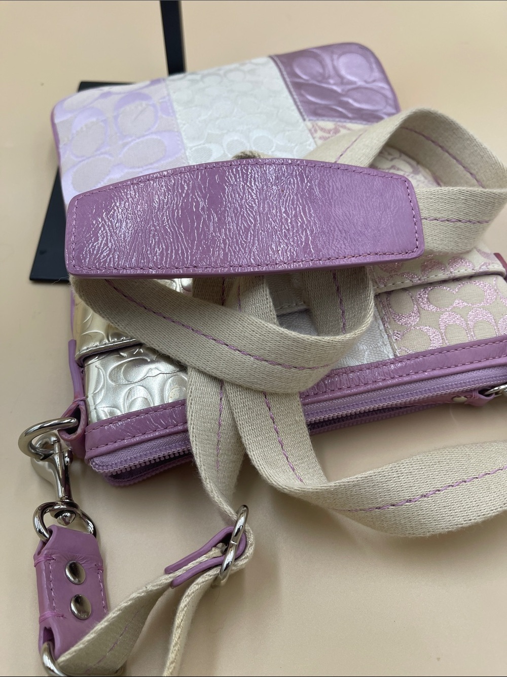 Coach Patchwork Crossbody Bag in Lilac and Silver - Picture 6 of 6